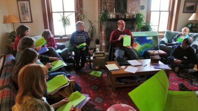 Presentation by EarthKeepers II Energy Conservation Consultant Doug Russell, Executive Director of Delta Green (Nonprofit corp.), of Marquette at EarthKeepers II Big Bay Lighthouse Meeting April 2013 4-5-13 photo by Greg Peterson